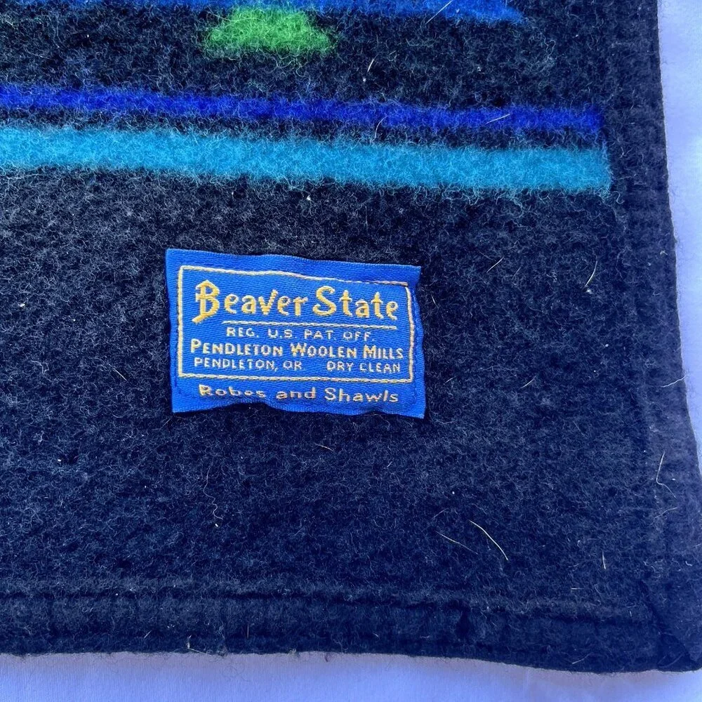 Vtg Pendleton Beaver State Aztec Southwest Wool Blend Saddle Blanket Shawl USA